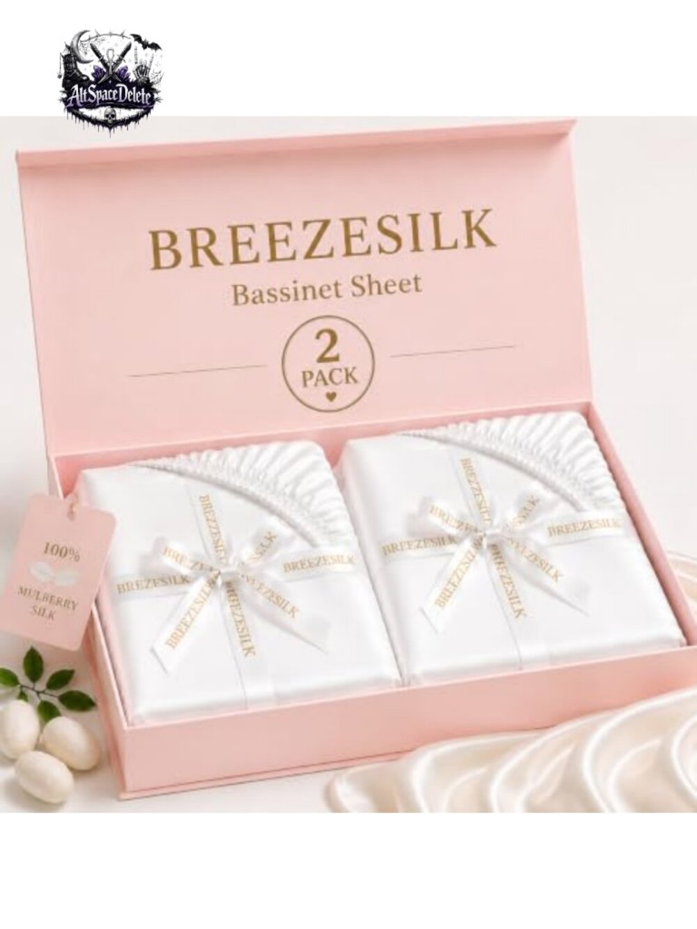 100% Mulberry Silk Bassinet Sheet 32x16x4 Gentle on Hair
